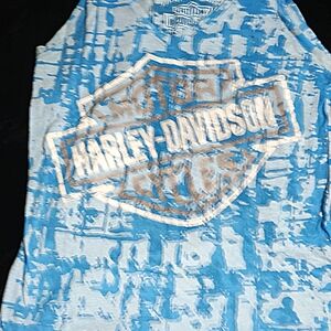Harley-Davidson Blue and White Tank Top